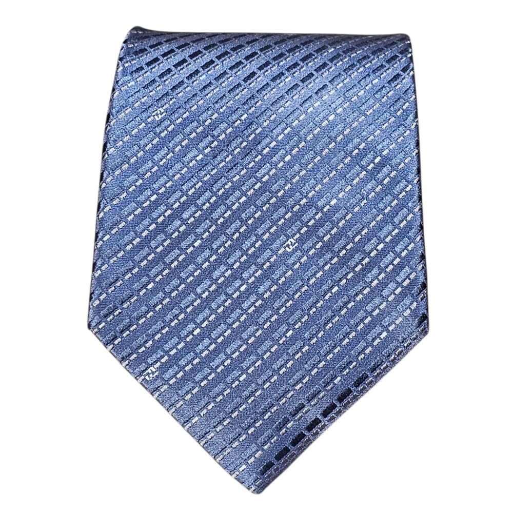 Fendi Blue Diagonal Pattern Silk Tie